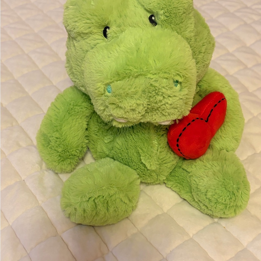 Green Alligator Plush With Red Heart